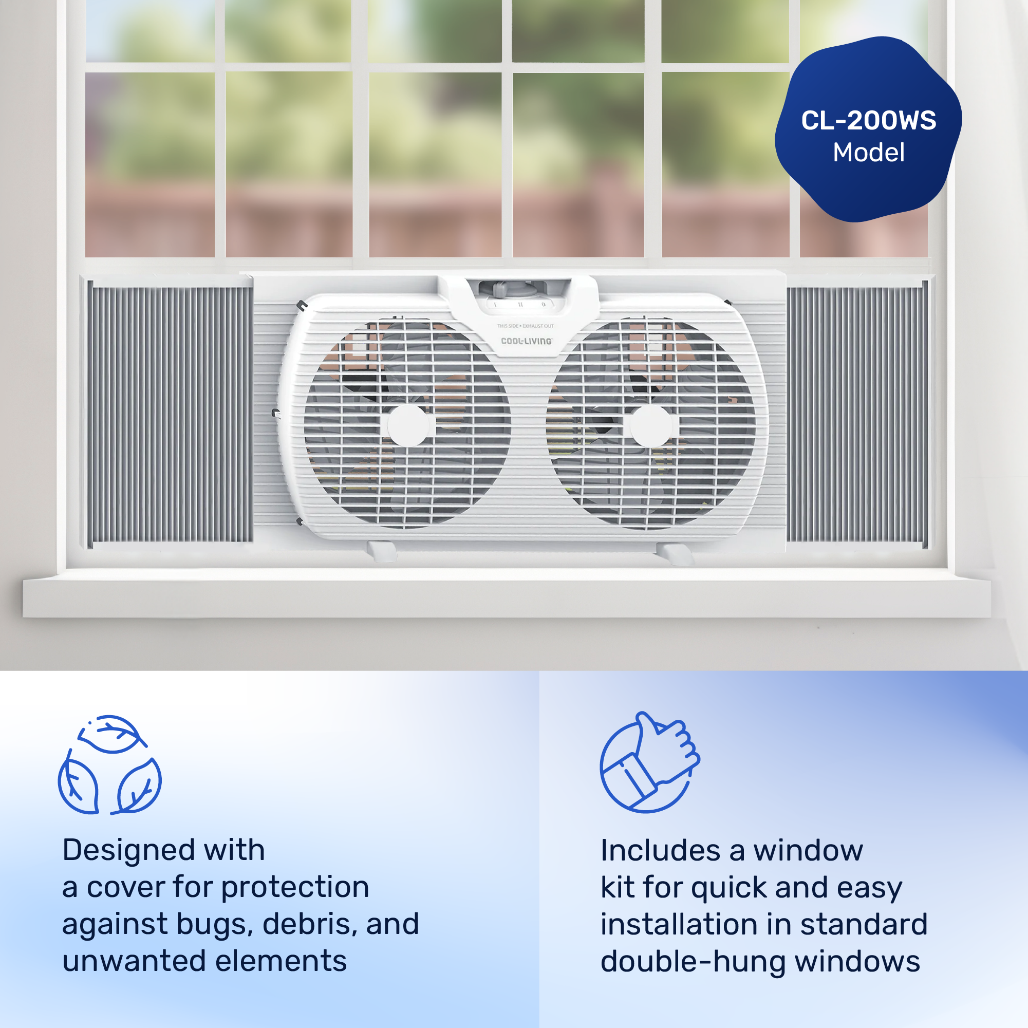 Cool-Living 9-Inch 2-Speed Portable Twin Window Fan with Carry Handle - VMInnovations