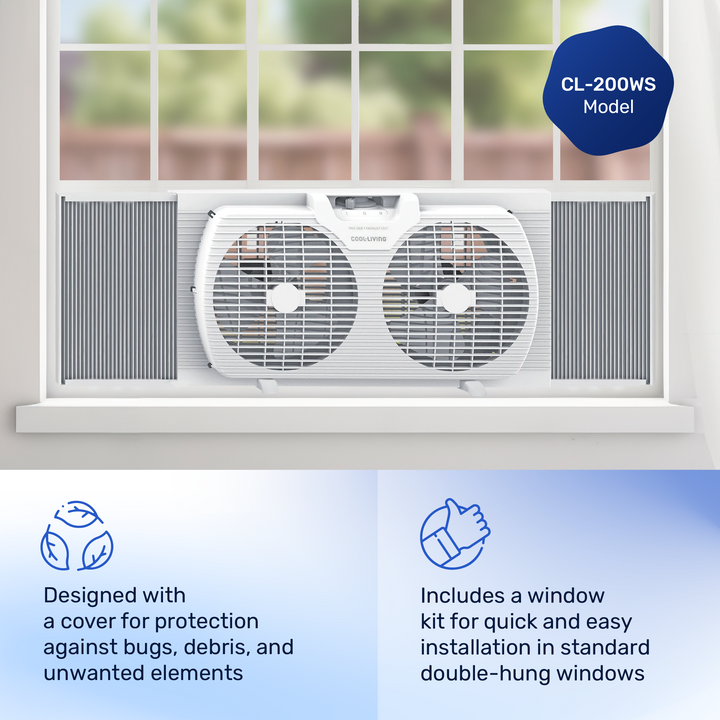 Cool-Living 9-Inch 2-Speed Portable Twin Window Fan with Carry Handle (Open Box) - VMInnovations