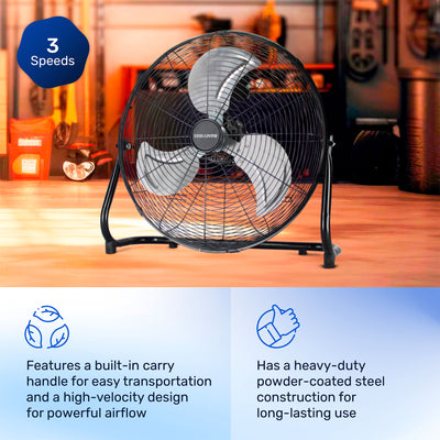 Cool-Living CL-50E-BLK 20-Inch High-Velocity Floor Fan, Cooling, Black(Open Box) - VMInnovations