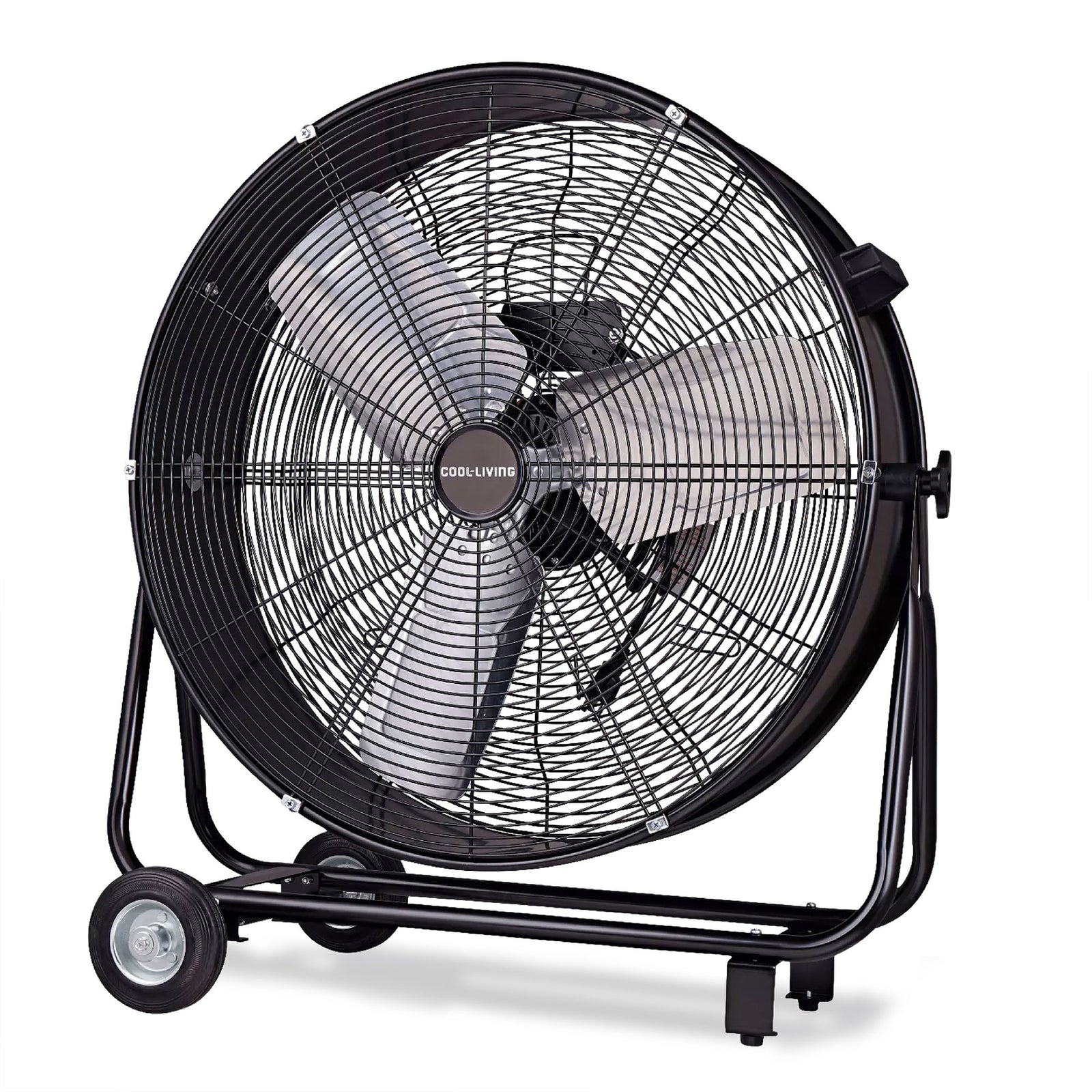 Cool-Living Portable 24-Inch 2-Speed Tilting Drum Fan w/Wheels, Black (Open Box) - VMInnovations