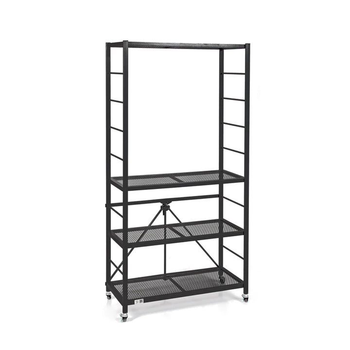 Origami 4 Pack Folding Steel Storage Rack, Adjustable Shelves, R2 Series, Black - VMInnovations