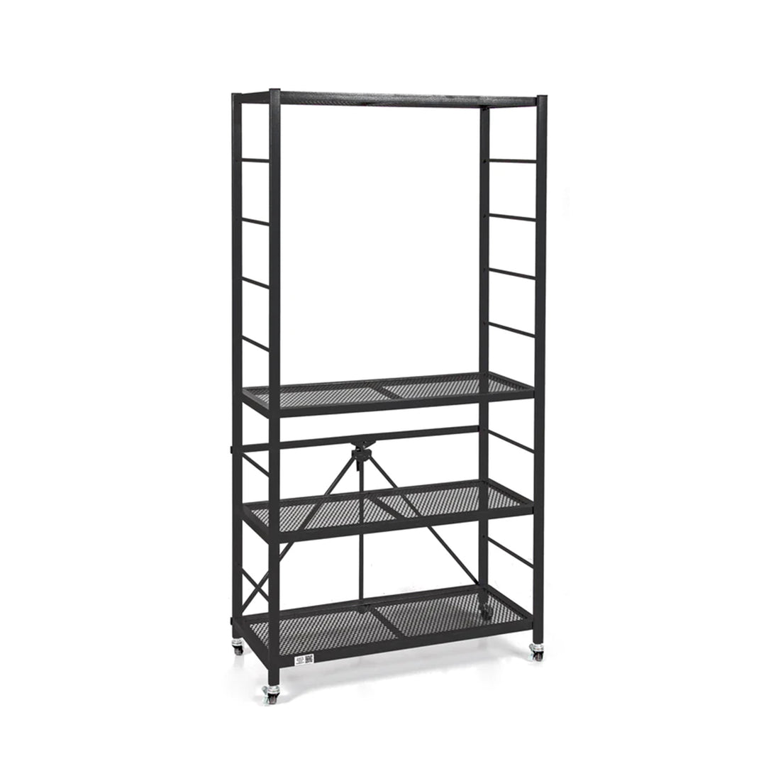 Origami Folding Steel Storage Rack with Adjustable Shelves, Black (Open Box)