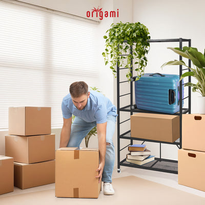 Origami R2 Series Folding Steel Storage Rack w/Adjustable Shelves, Black (Used) - VMInnovations