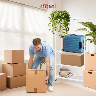 Origami 3 Pack Folding Steel Storage Rack, Adjustable Shelves, R2 Series, White - VMInnovations
