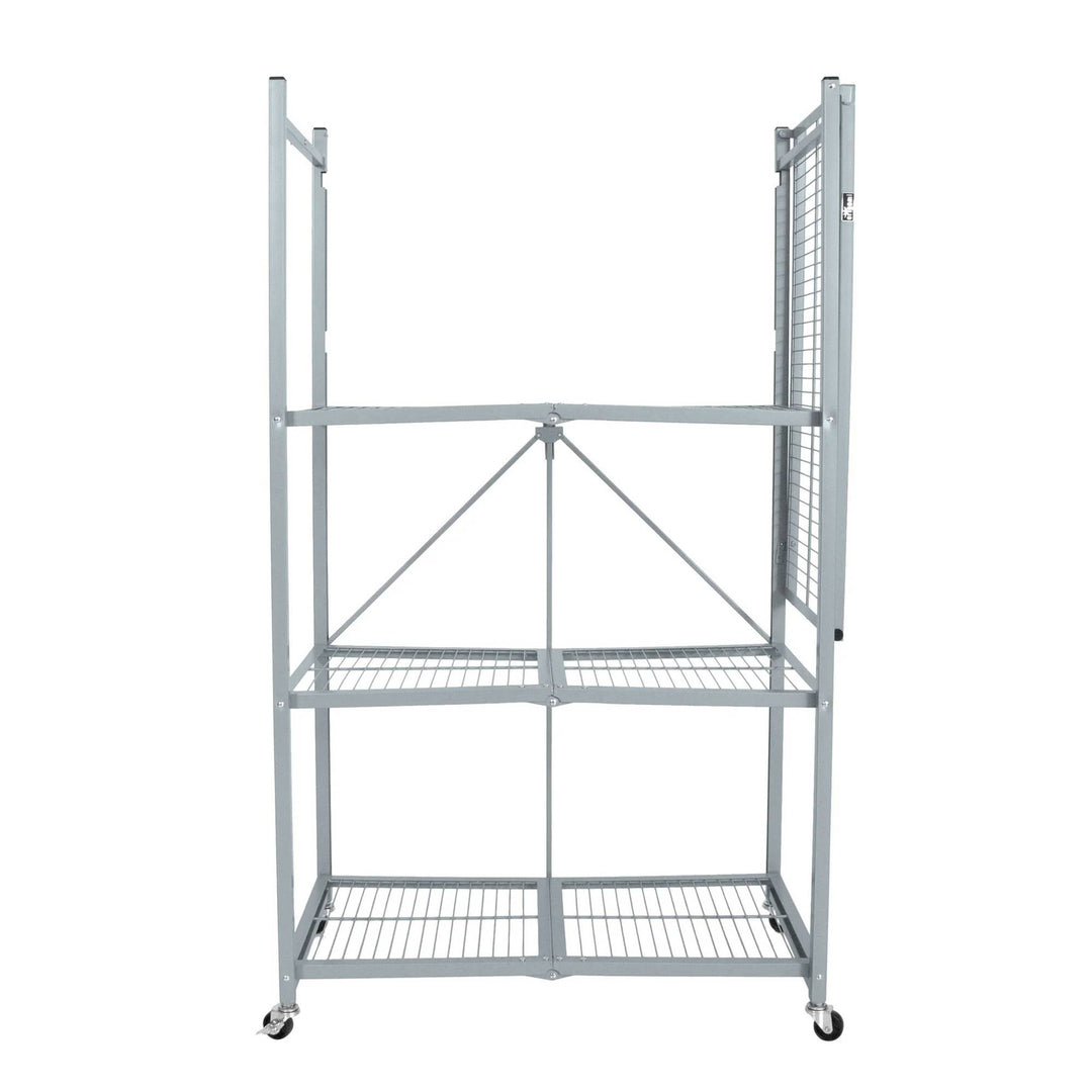 Origami R5 Foldable 4 Tier Storage Rack w/ Wheels, Pewter, (Used)