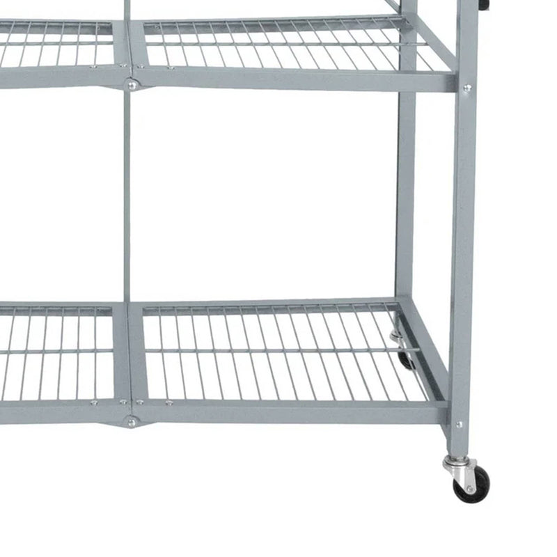 Origami R5 Foldable 4 Tier Storage Rack w/ Wheels, Pewter, (Open Box)