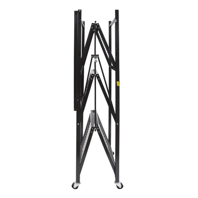 Origami R5 Foldable 4 Tier Storage Rack w/ Wheels, Black, (Open Box) - VMInnovations