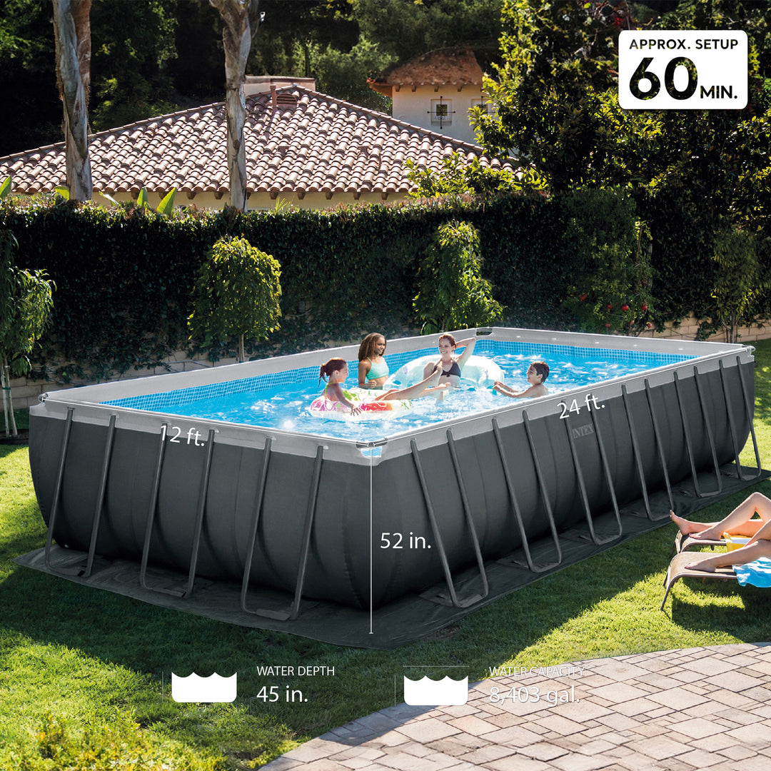 Intex Rectangular Ultra XTR Frame Swimming Pool w/ Pump & Robot Vacuum Cleaner