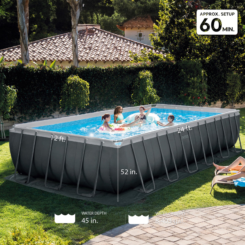 Intex Rectangular Ultra XTR Frame Swimming Pool w/ Pump & Robot Vacuum Cleaner