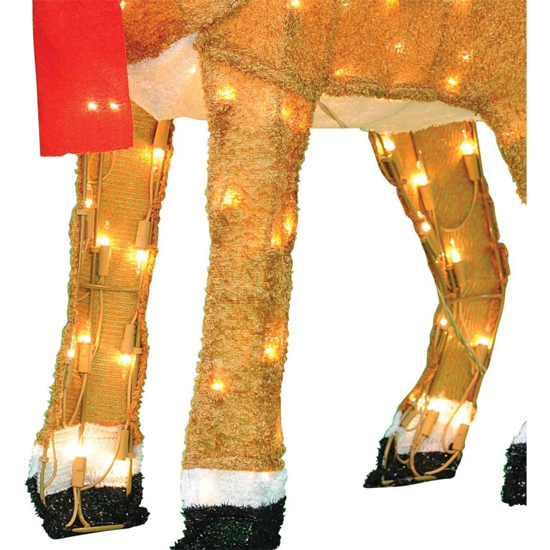 ProductWorks 32" Rudolph with Santa Hat and Scarf Pre-Lit Christmas Yard Decor