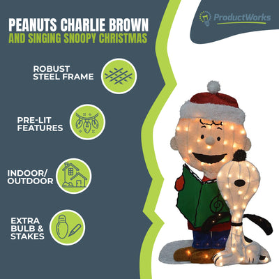ProductWorks Peanuts 32" Charlie Brown & Snoopy Pre-Lit Christmas (Open Box)