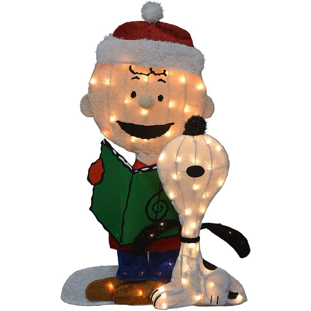 ProductWorks Peanuts 32" Charlie Brown and Snoopy Pre-Lit Christmas Yard Decor