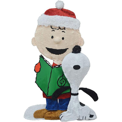 ProductWorks Peanuts 32" Charlie Brown and Snoopy Pre-Lit Christmas Yard Decor - VMInnovations