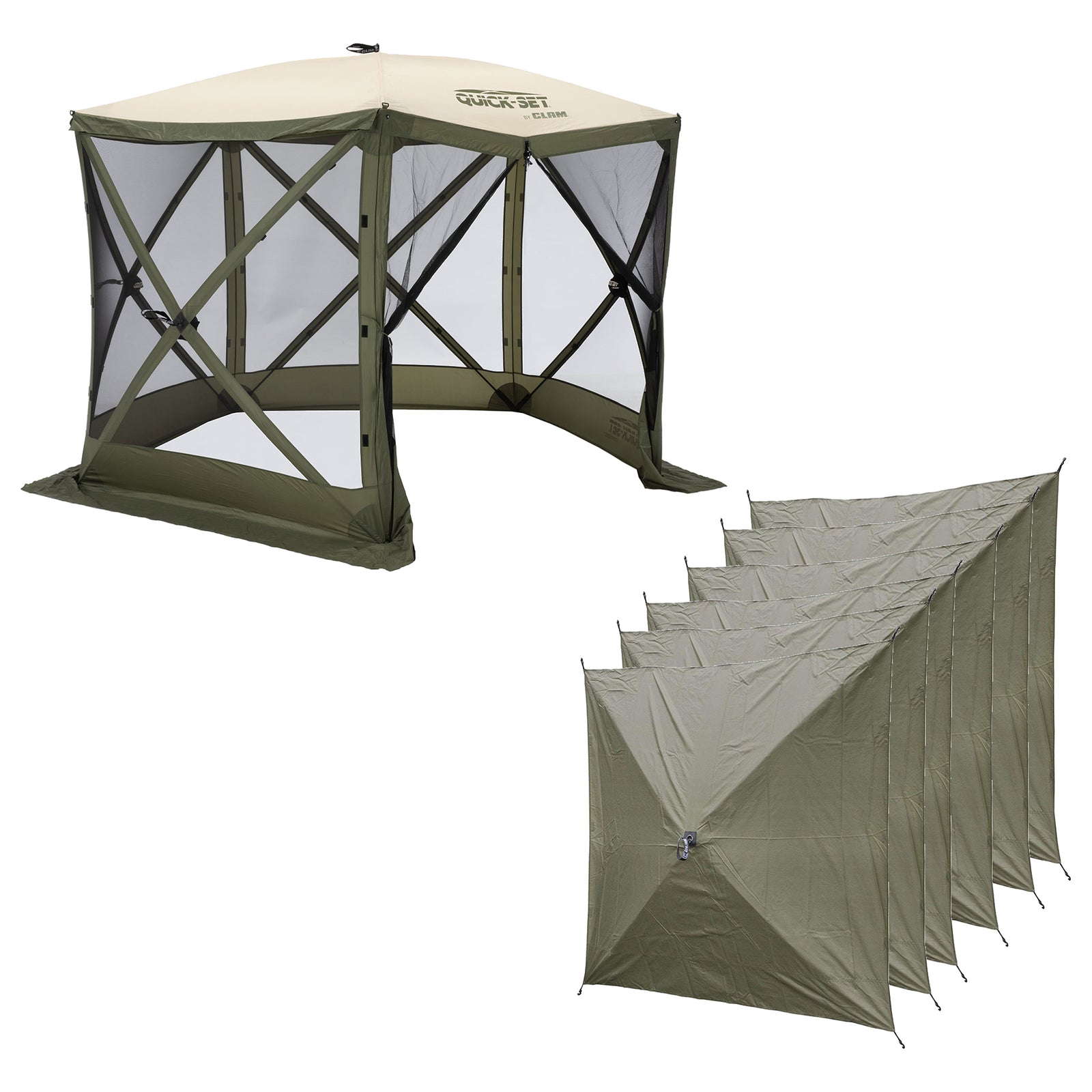 CLAM Quick Set Venture 9x9 Ft Portable Canopy + Clam Quick Set Screen (2 Pack) - VMInnovations