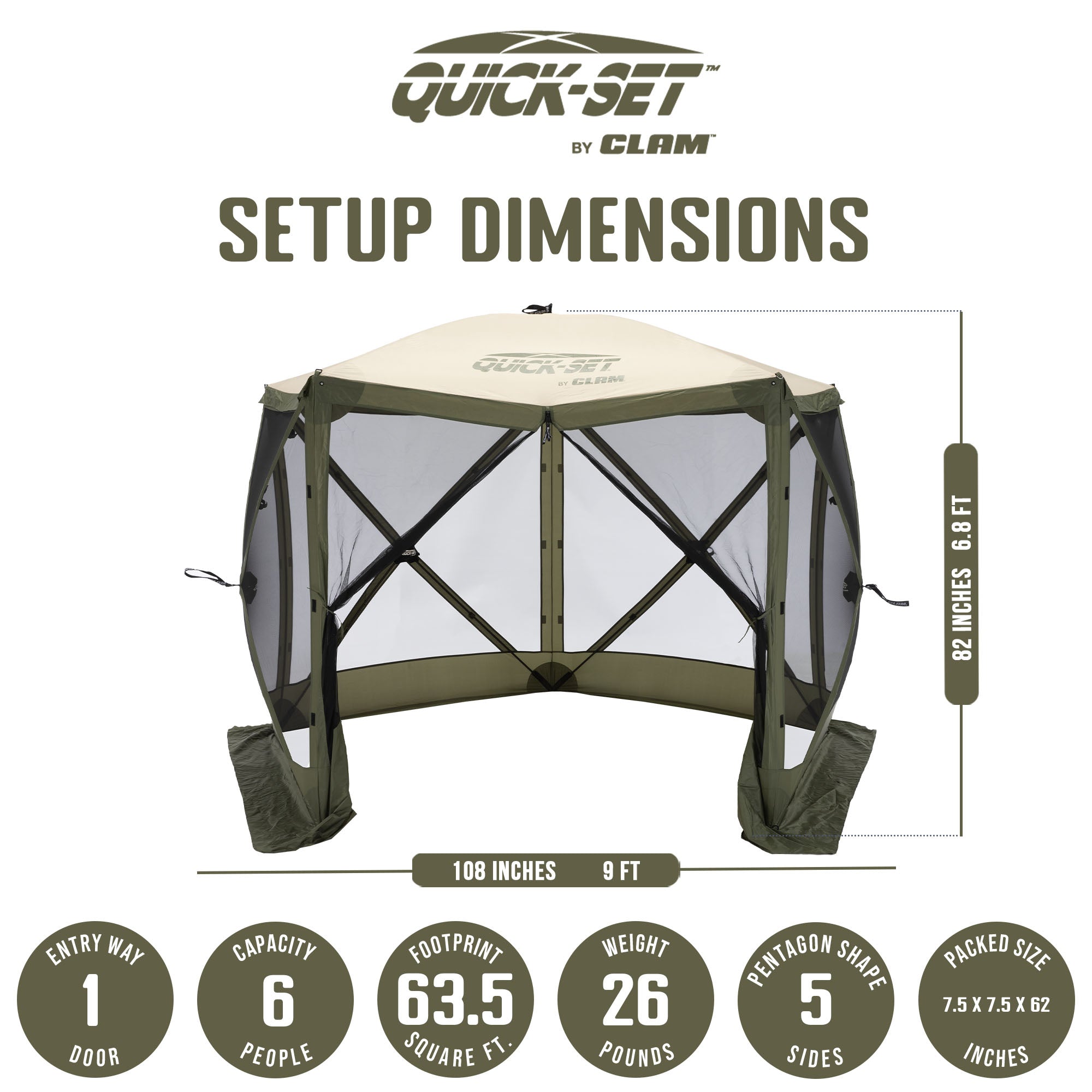 CLAM Quick Set Venture 9x9 Ft Portable Canopy + Clam Quick Set Screen (2 Pack) - VMInnovations