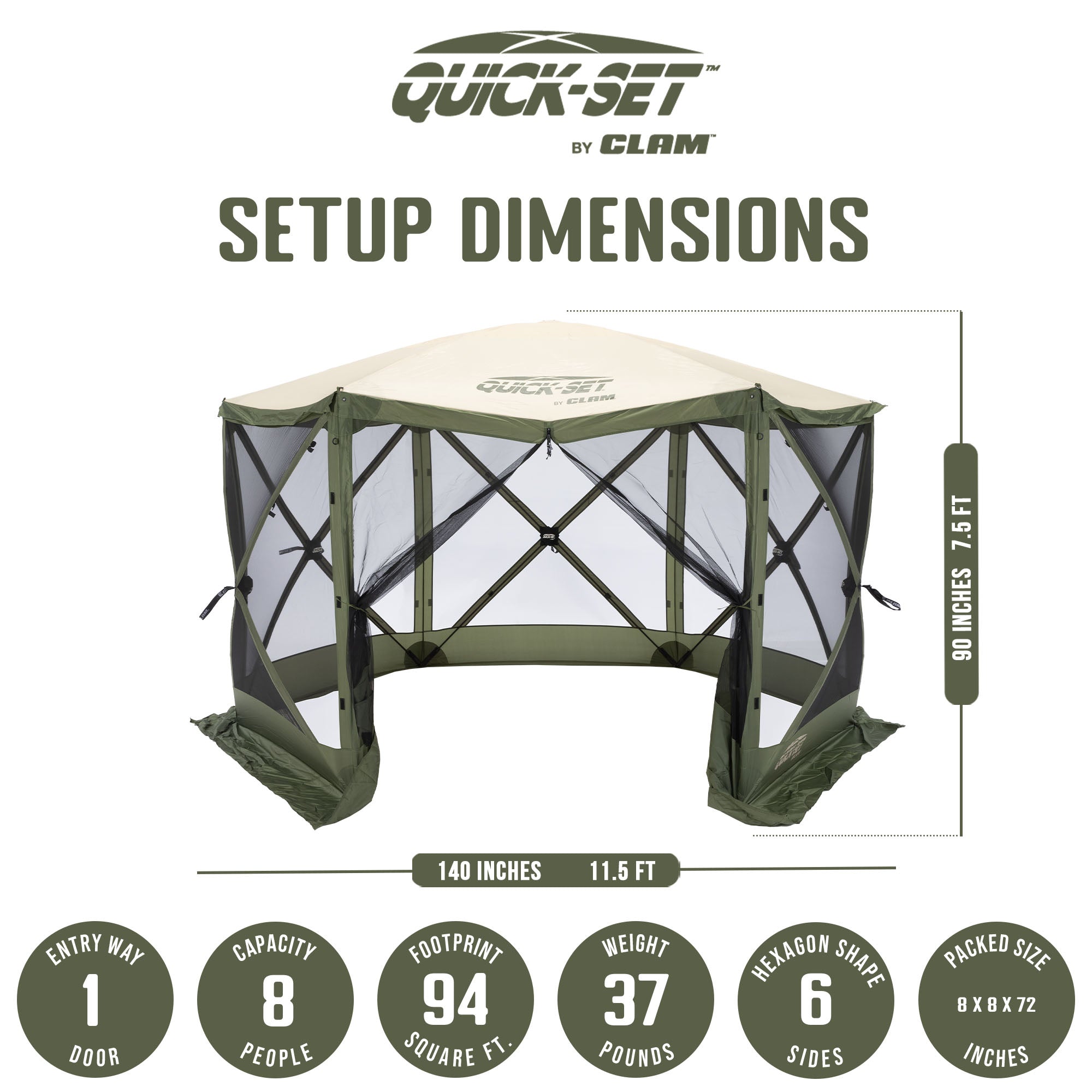 CLAM Quick Set Escape 11.5 x 11.5 Ft Canopy + Clam Quick Set Screen (2 Pack) - VMInnovations