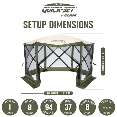 CLAM Quick Set Escape 11.5 x 11.5 Ft Canopy + Clam Quick Set Screen (2 Pack) - VMInnovations