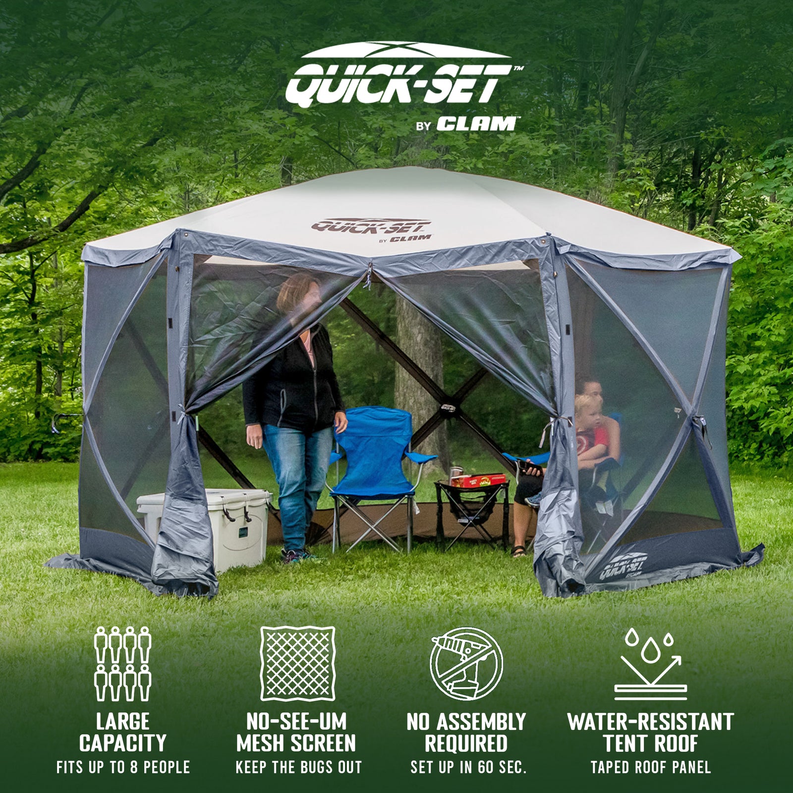 CLAM Quick Set Escape Canopy, Blue + Clam Quick Set Screen Hub, Blue (2 Pack) - VMInnovations