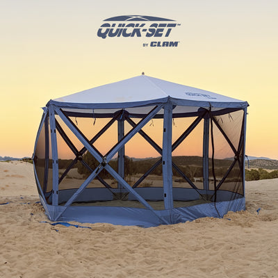 CLAM Quick Set Escape Canopy, Blue + Clam Quick Set Screen Hub, Blue (2 Pack) - VMInnovations