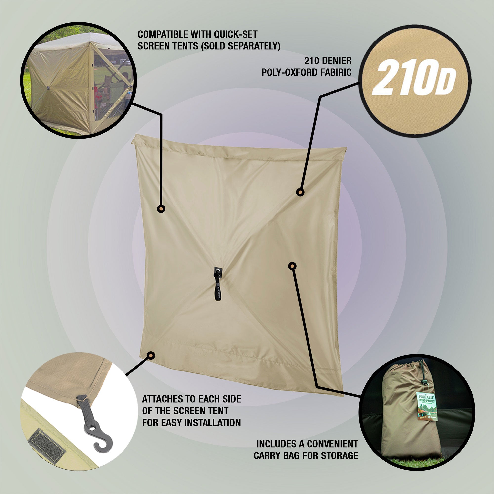 CLAM Quick Set Venture Canopy with Clam Quick Set Screen Hub Tent, Tan (2 Pack) - VMInnovations