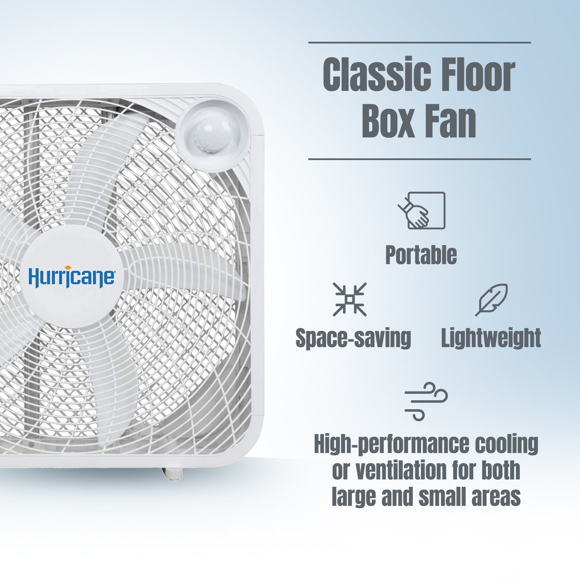 Hurricane 20" Classic Series Box Fan w/3 Efficient Speed Settings (Open Box)