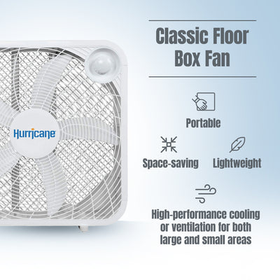 Hurricane 20 In Classic Series Floor Box Fan w/3 Speed Settings (Damaged) - VMInnovations