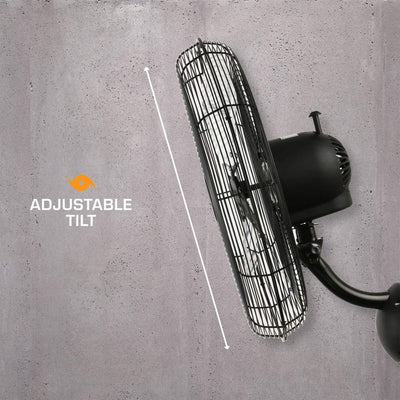 Hurricane 20" Pro Metal Wall Mount Heavy Duty Hydroponics Fan, Black (Open Box) - VMInnovations