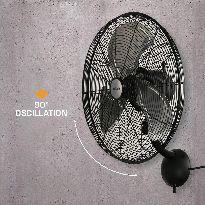 Hurricane 20" Pro Metal Wall Mount Heavy Duty Hydroponics Fan, Black (Open Box)