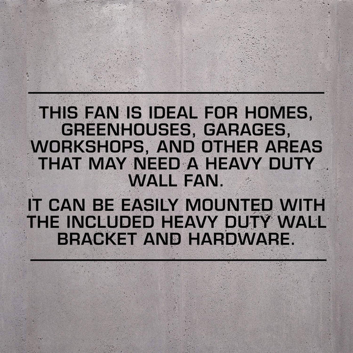 Hurricane 20" Pro Series Wall Mount Heavy Duty Hydroponics Fan, Black (Open Box)