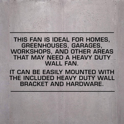 Hurricane 20" Pro Metal Wall Mount Heavy Duty Hydroponics Fan, Black (Open Box)