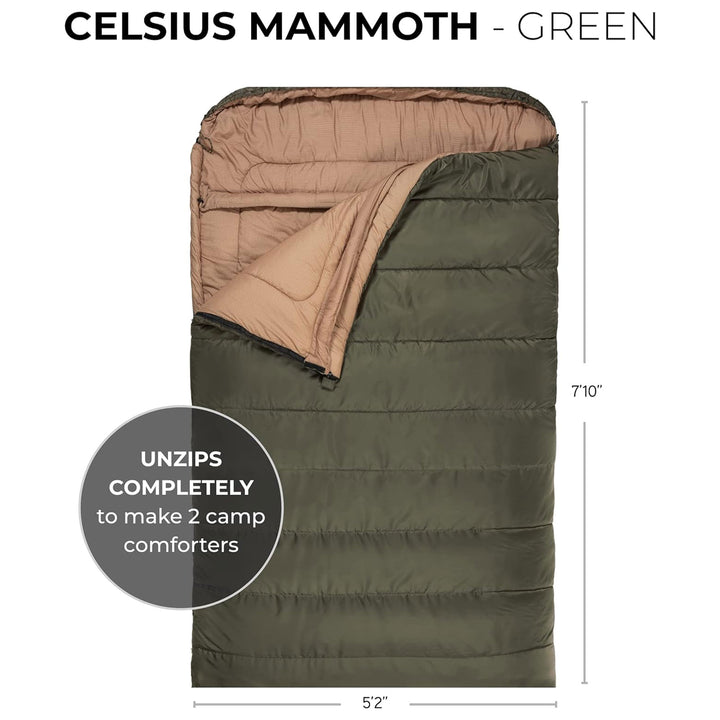 TETON Sports Mammoth 0 Degree Warm Sleeping Bags for Camping & Base Camp, Green