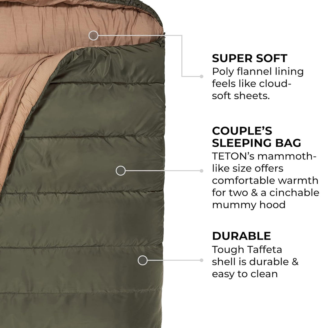 TETON Sports Mammoth 0 Degree Warm Sleeping Bags for Camping & Base Camp, Green