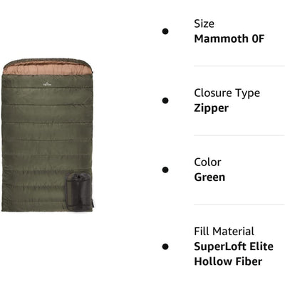 TETON Sports 0 Degree Warm Sleeping Bags for Camping & Base Camp, Green (Used) - VMInnovations