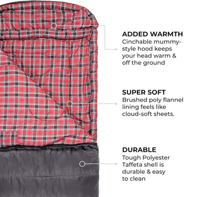 TETON Sports Celsius XXL 0 Degree Left Zipper Sleeping Bag for Camping, Gray - VMInnovations
