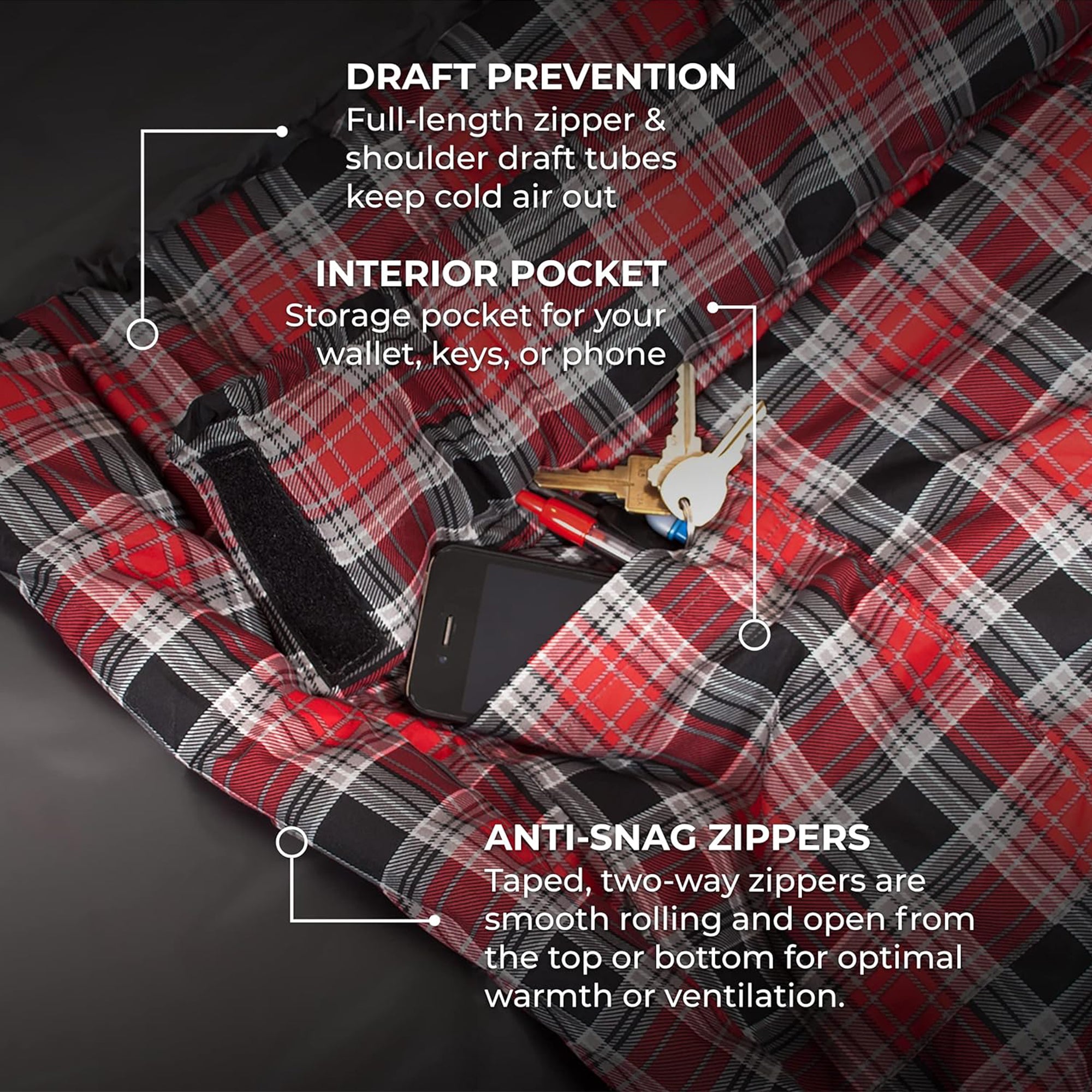 TETON Sports Celsius XXL 0 Degree Left Zipper Sleeping Bag for Camping, Gray - VMInnovations