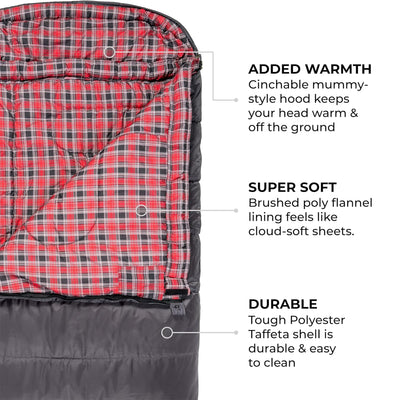 TETON Sports Celsius XXL 0 Degree Right Zipper Sleeping Bag for Camping, Gray - VMInnovations