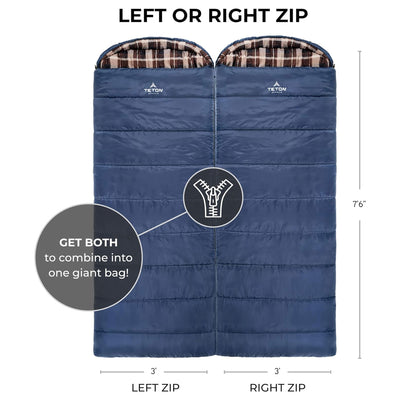 TETON Sports Celsius XL -25 Degree Left Zipper Sleeping Bag, Blue (Open Box)