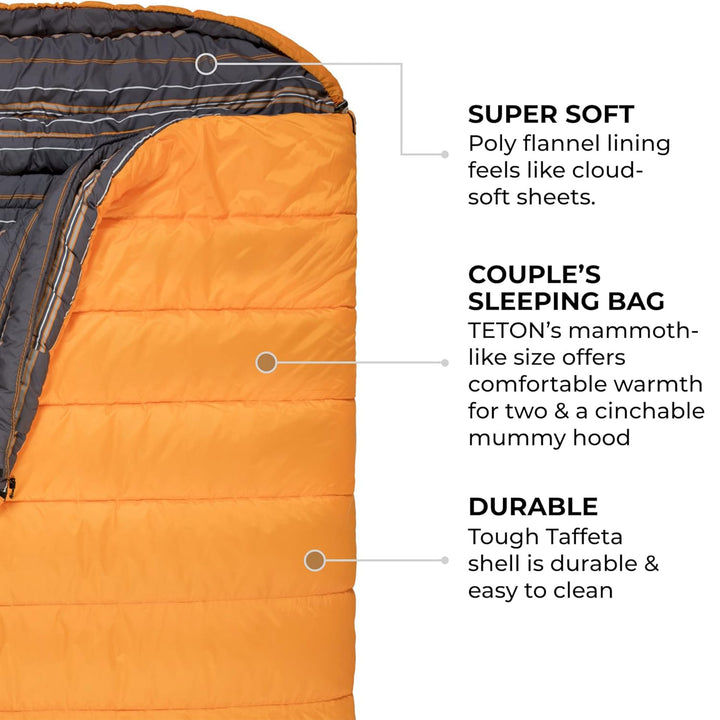 TETON Sports 0 Degree Warm Sleeping Bags for Camping & Base Camp, Orange (Used)