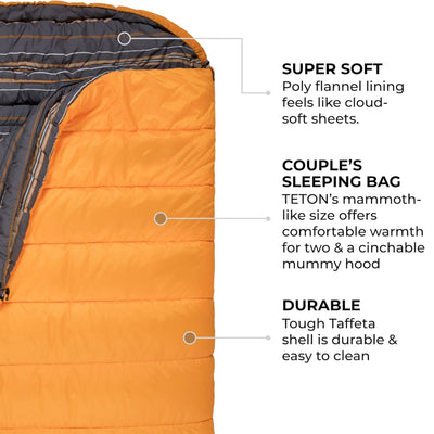 TETON Sports Mammoth 0 Degree Warm Sleeping Bags for Camping & Base Camp, Orange