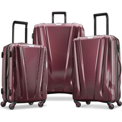 Samsonite DLX Spinner 3pc Carry-On, Medium & Large Luggage Set, Aubergine (Used)