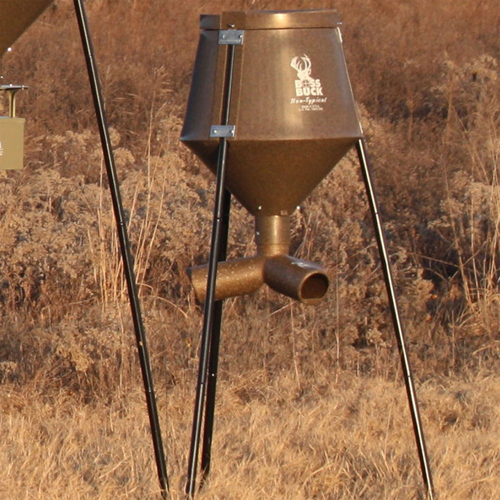 Boss Buck 200 Pound Gravity Fed Tripod Game Deer Corn and Protein Pellet Feeder