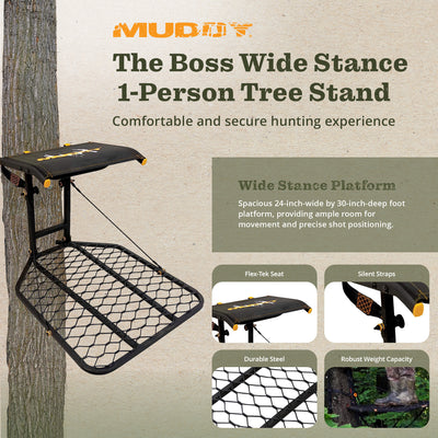 Muddy The Boss Wide Hang On 1 Person Hunting Tree Stand Platform (Open Box)