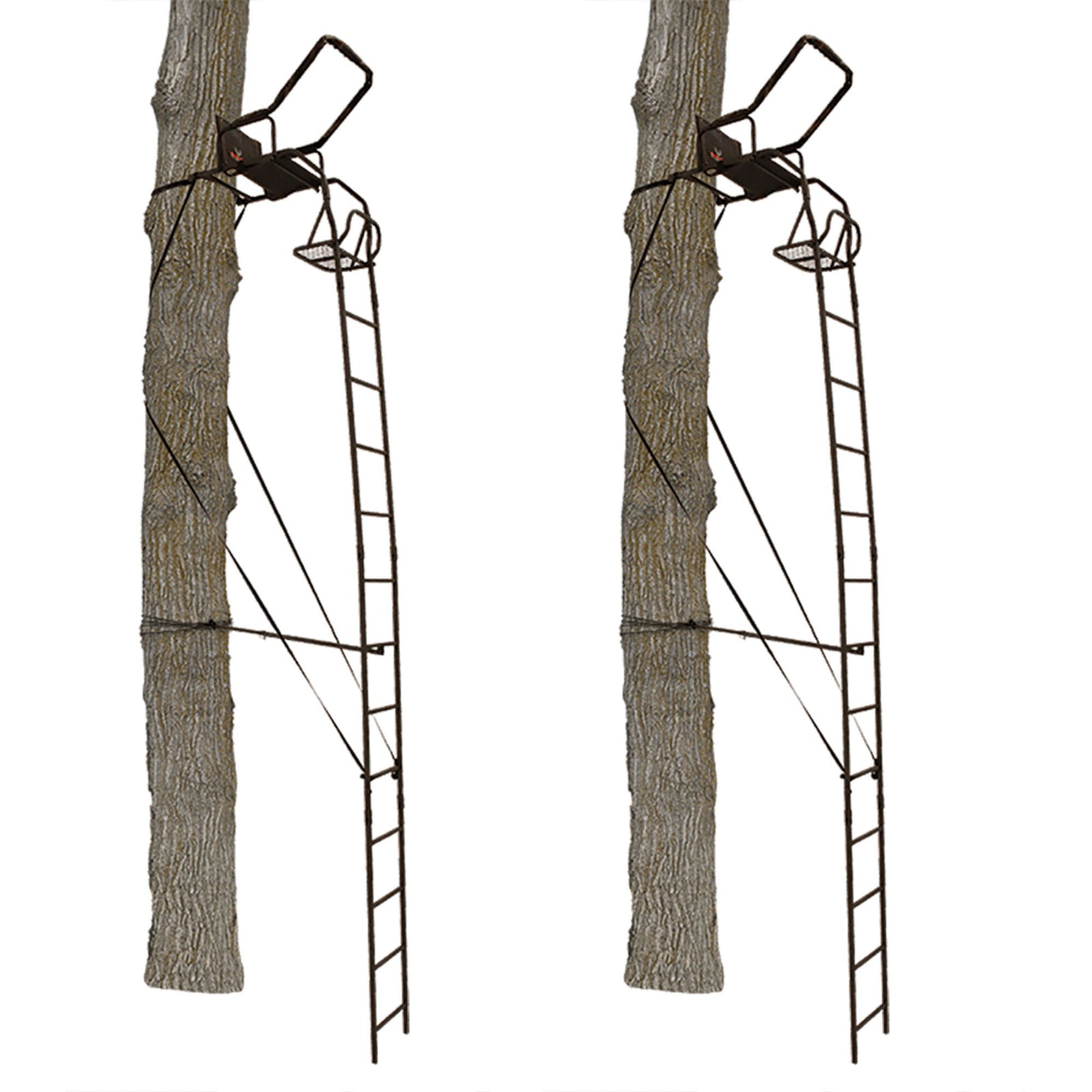 Big Game Warrior DXT 17' Portable Hunting Outside Tree Stand Ladder (2 Pack) - VMInnovations