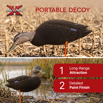Avian X AXF Flocked Full Body Black Ducks Fusion Pack with Rugged Durability