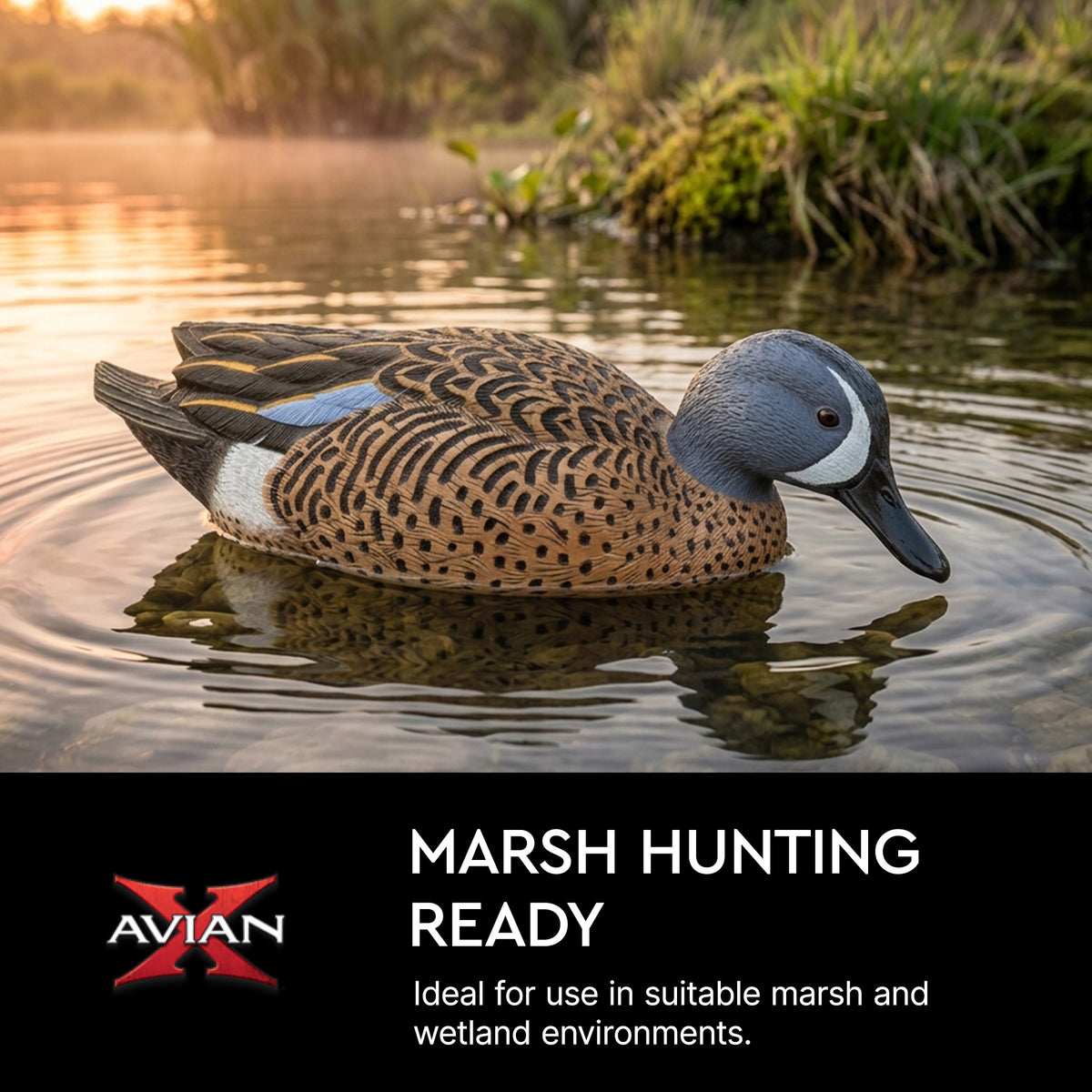 Avian X Topflight Blue-Winged Teal Duck, Realistic Floating Outdoor Duck Decoys