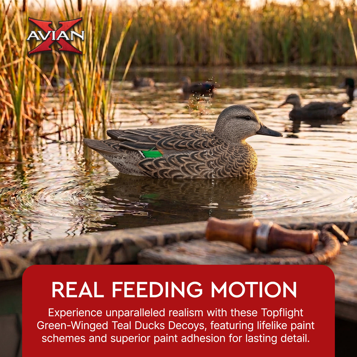 Avian X Topflight Green-Winged Teal Duck, Floating Decoys, 6pc (Open Box) - VMInnovations