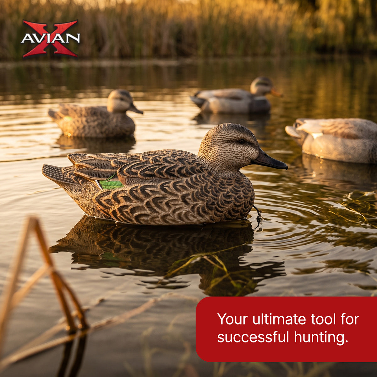 Avian X Topflight Green-Winged Teal Duck, Floating Decoys, Set of 6, Multicolor
