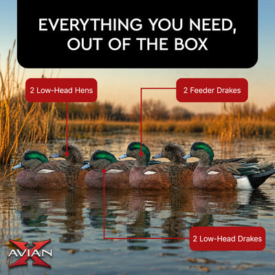 Avian X Topflight Wigeons, Rugged Realistic Floating Decoys, 6 Pack (Open Box) - VMInnovations