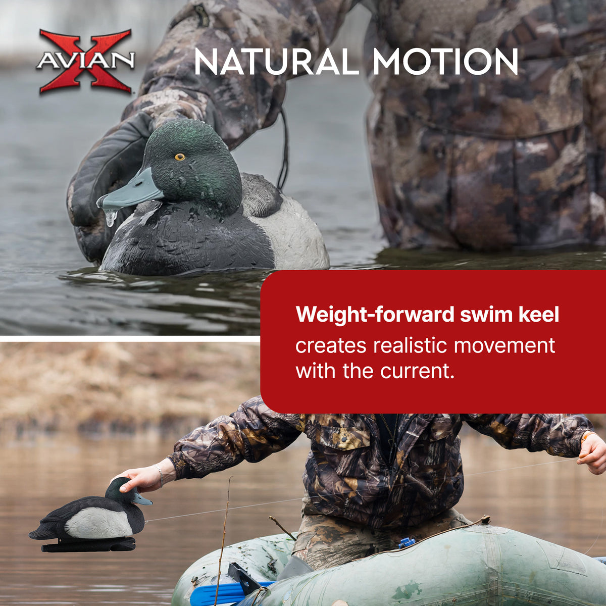 Avian X Topflight Blue Bills Duck Decoys with Weight Forward Swim Keel, Set of 6