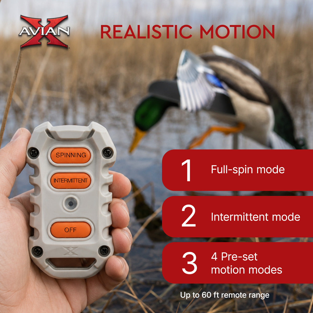 Avian X PowerFlight Smart Motion Mallard Spinning Weatherproof Realistic Decoy